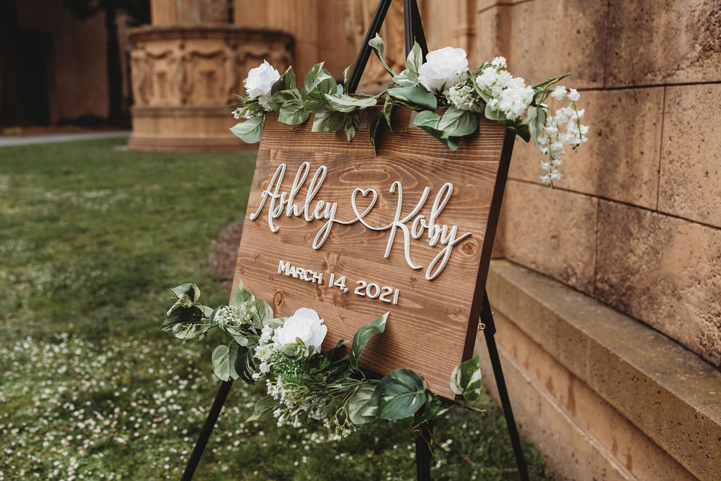 welcome sign for intimate wedding in san francisco