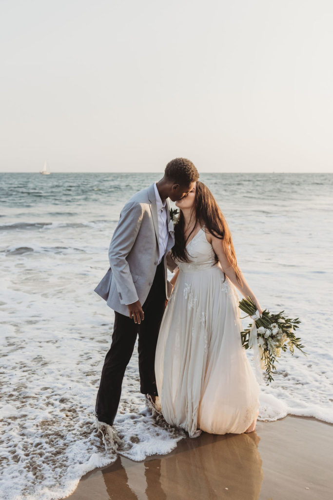 couple on beach during their beach elopement