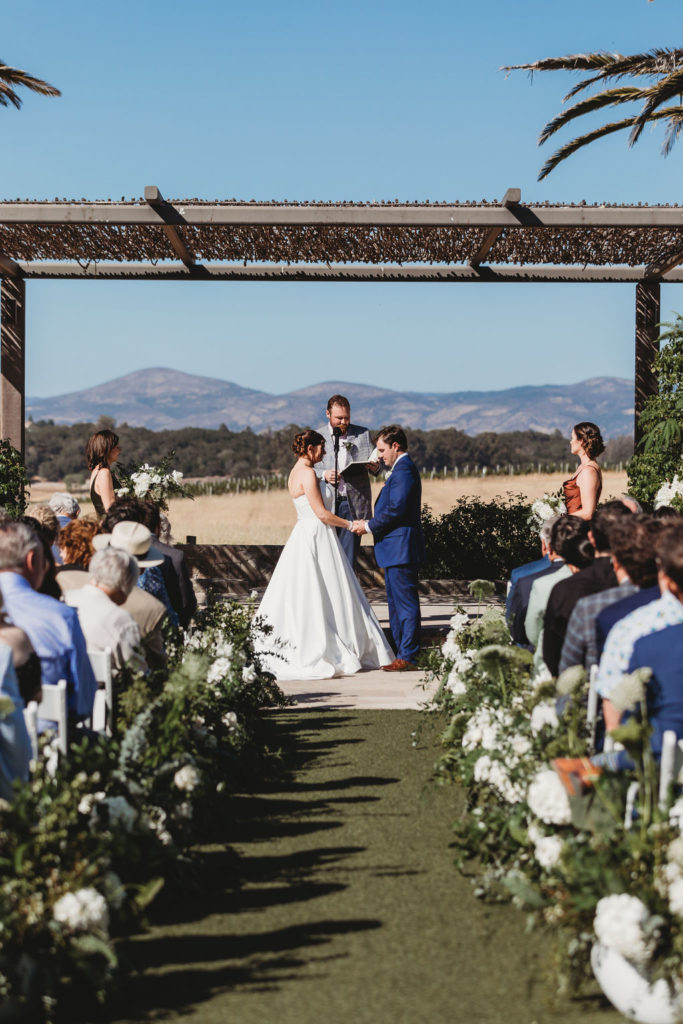outdoor wedding ceremony with amazing views of Napa Valley