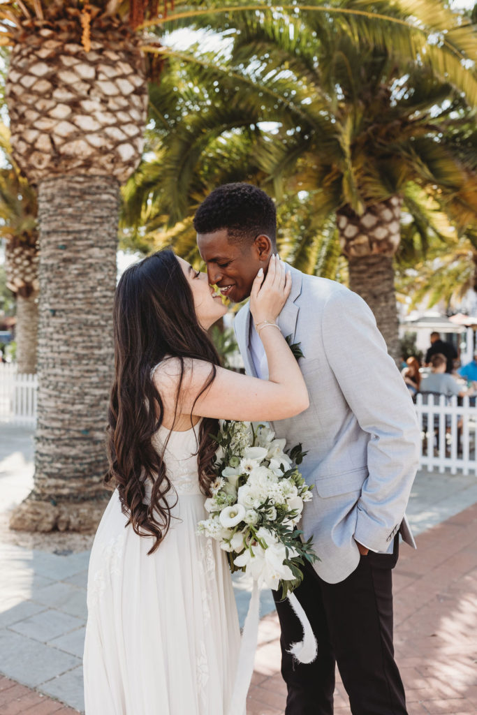 couple kissing at elopement