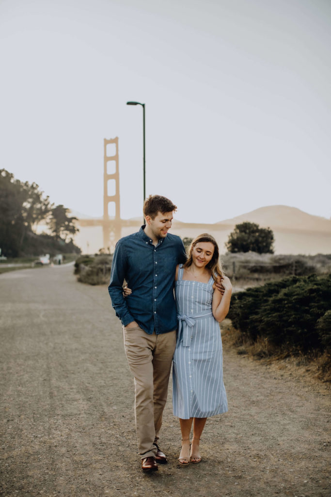 Bay Area engagement photo locations with Golden Gate Bridge