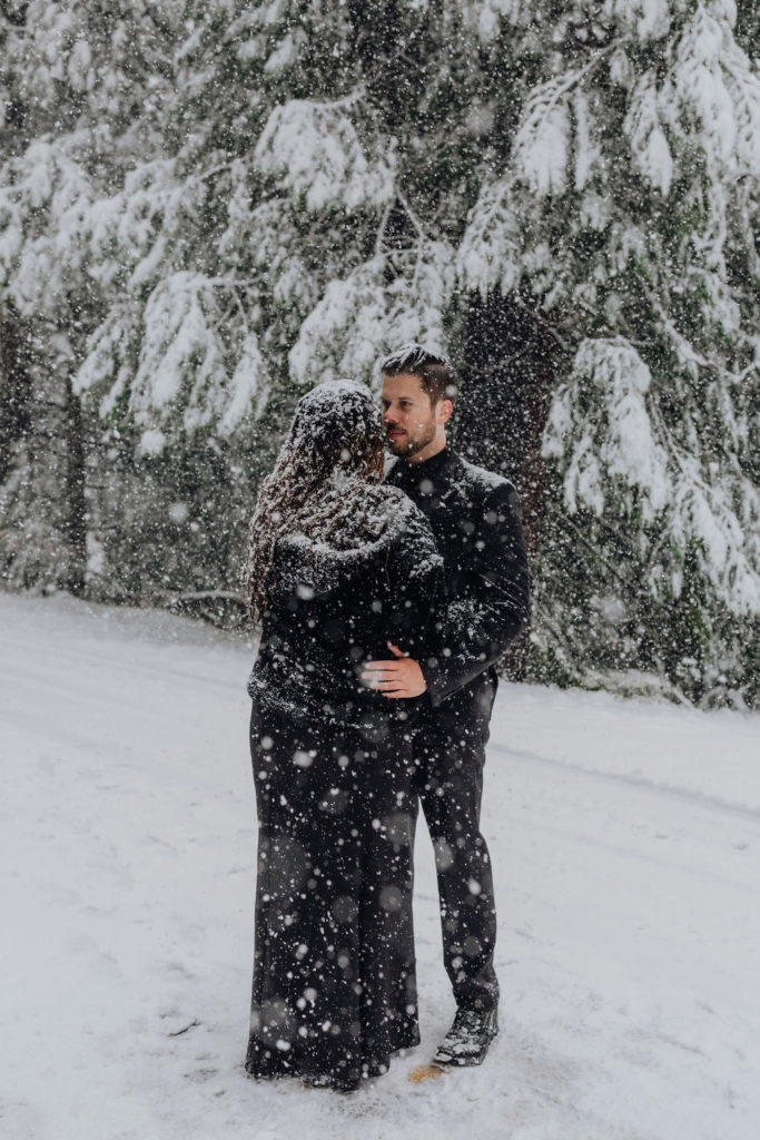 Snowy Winter Engagement Photos In Tahoe
