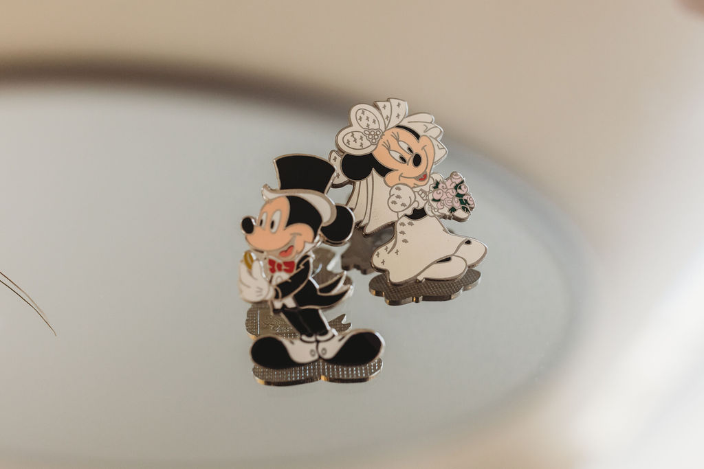Mini mouse and micky mouse wedding pins