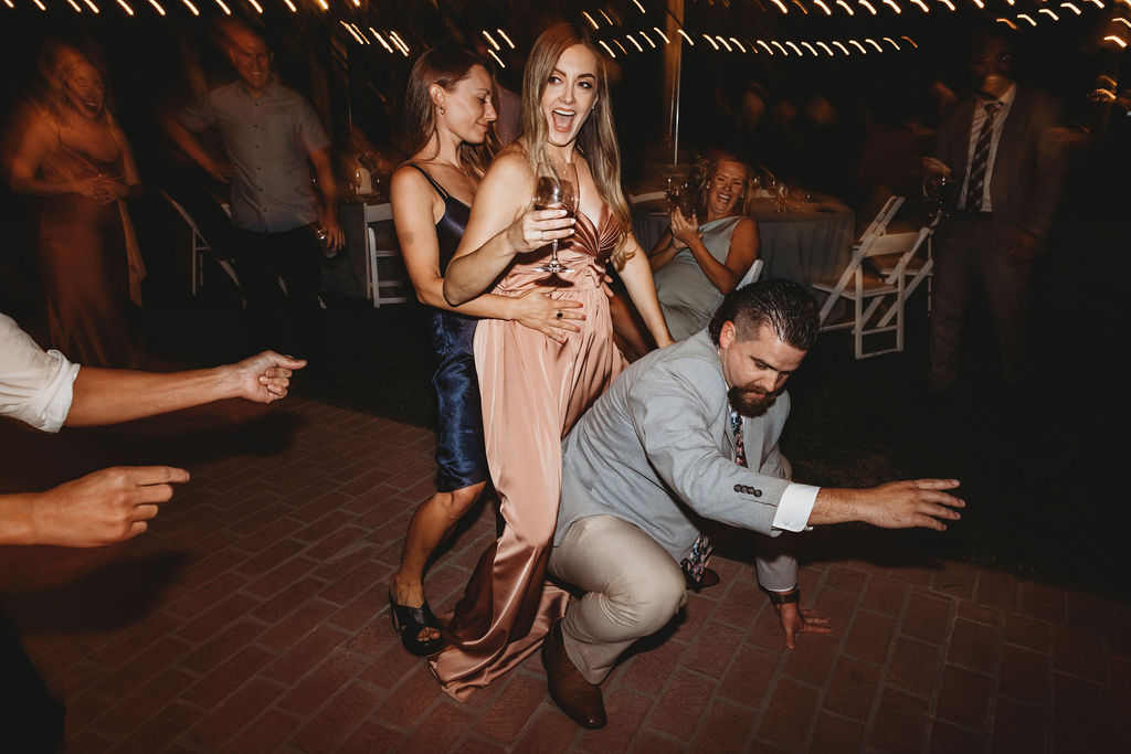 wedding guests dancing at california wedding