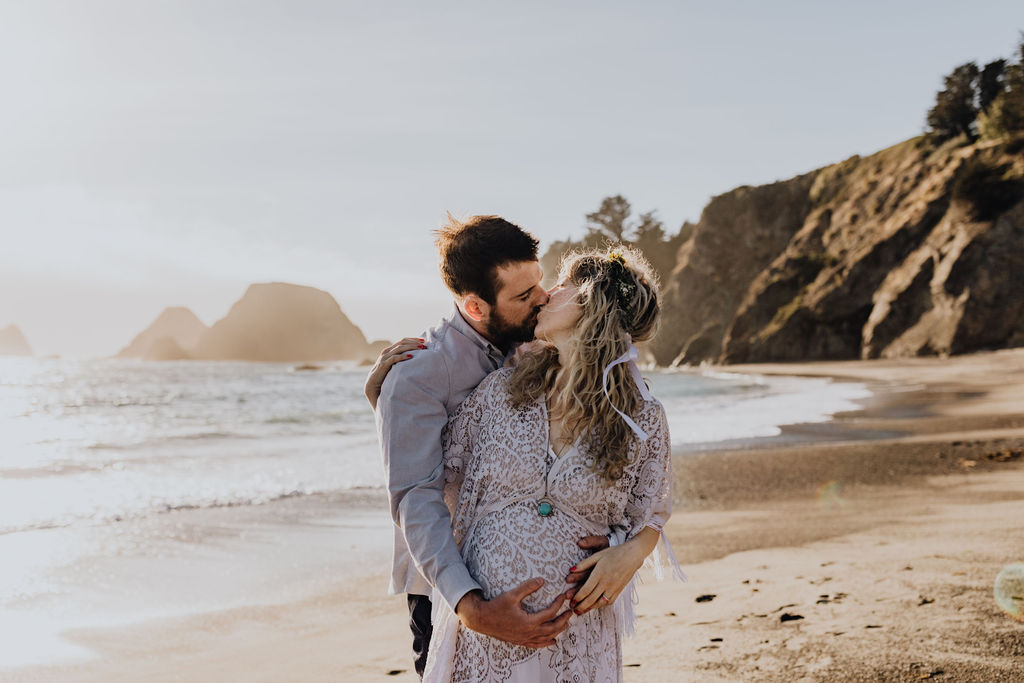 Boho elopement on the California Mendocino Coast of Greenwood Creek State Beach in Elk CA