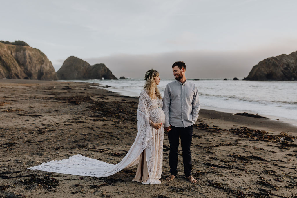 Bride and groom coastal elopement portraits