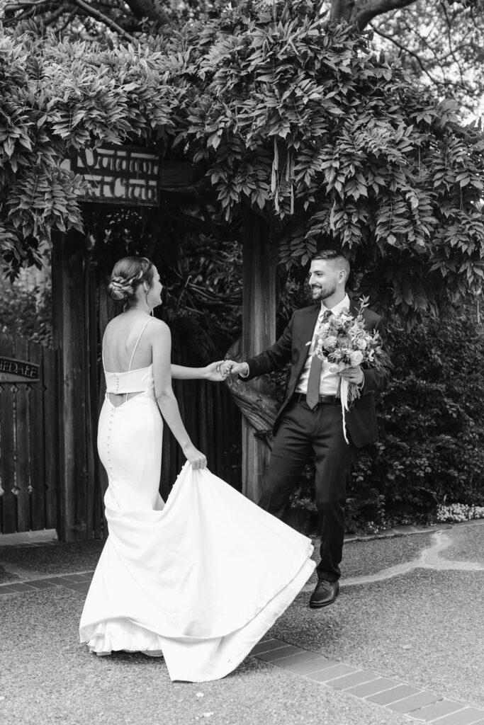 Bride and grooms redwood forest wedding portraits in Mill Valley California