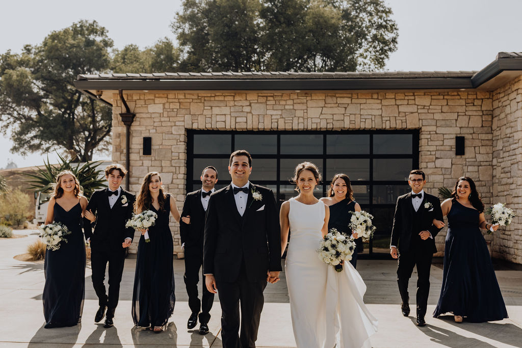 Wedding party photos at Black Oak Mountain Vineyards in the foothills in California