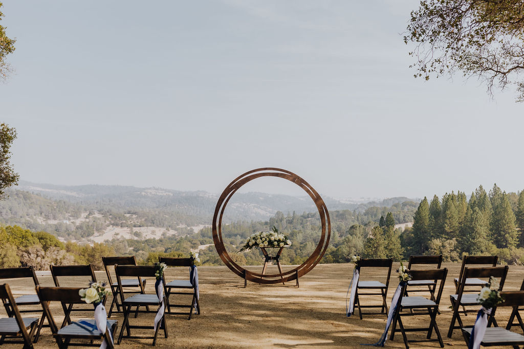 Wedding ceremony at Black Oak Mountain Vineyards in the foothills in California