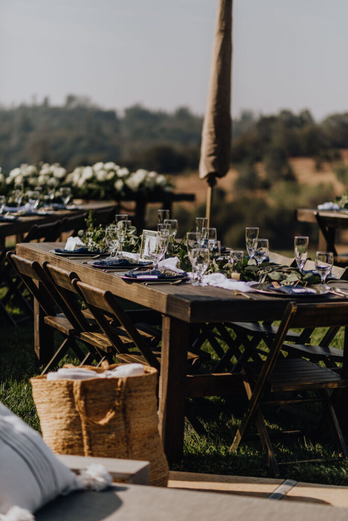 Wedding reception at Black Oak Mountain Vineyards in the foothills in California