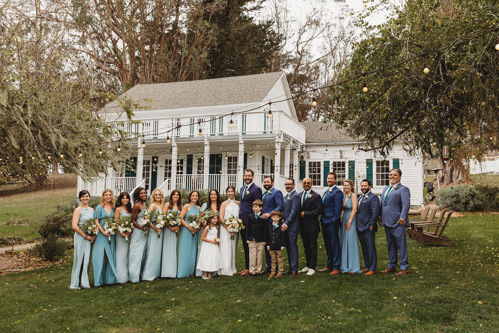 Wedding party photos at Straus Home Ranch in California Marin County