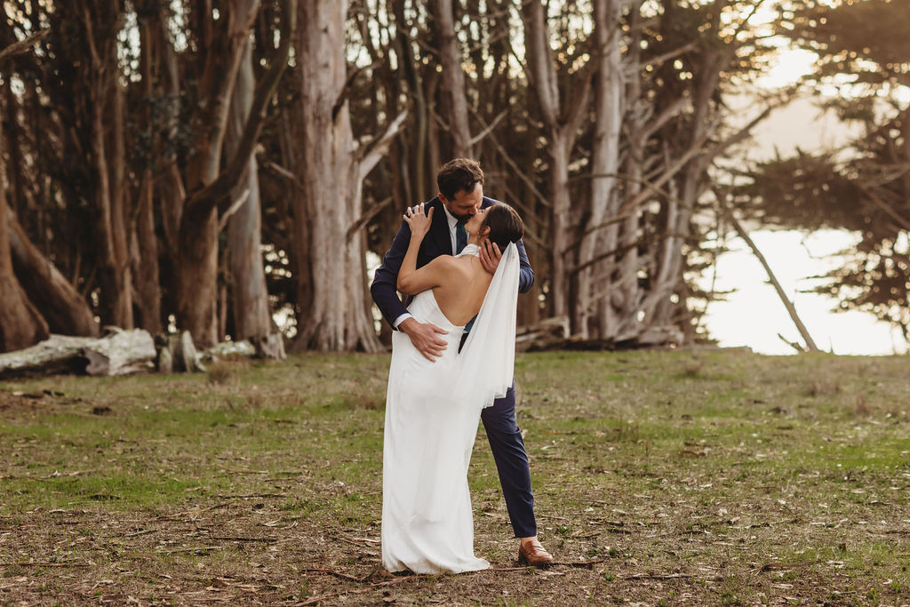 Bride and groom wedding portraits at  Straus Home Ranch in California Marin County