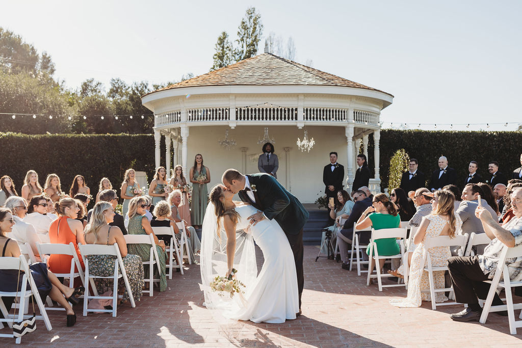 Large white gazebo for outdoor ceremony at a Sonoma wedding venue